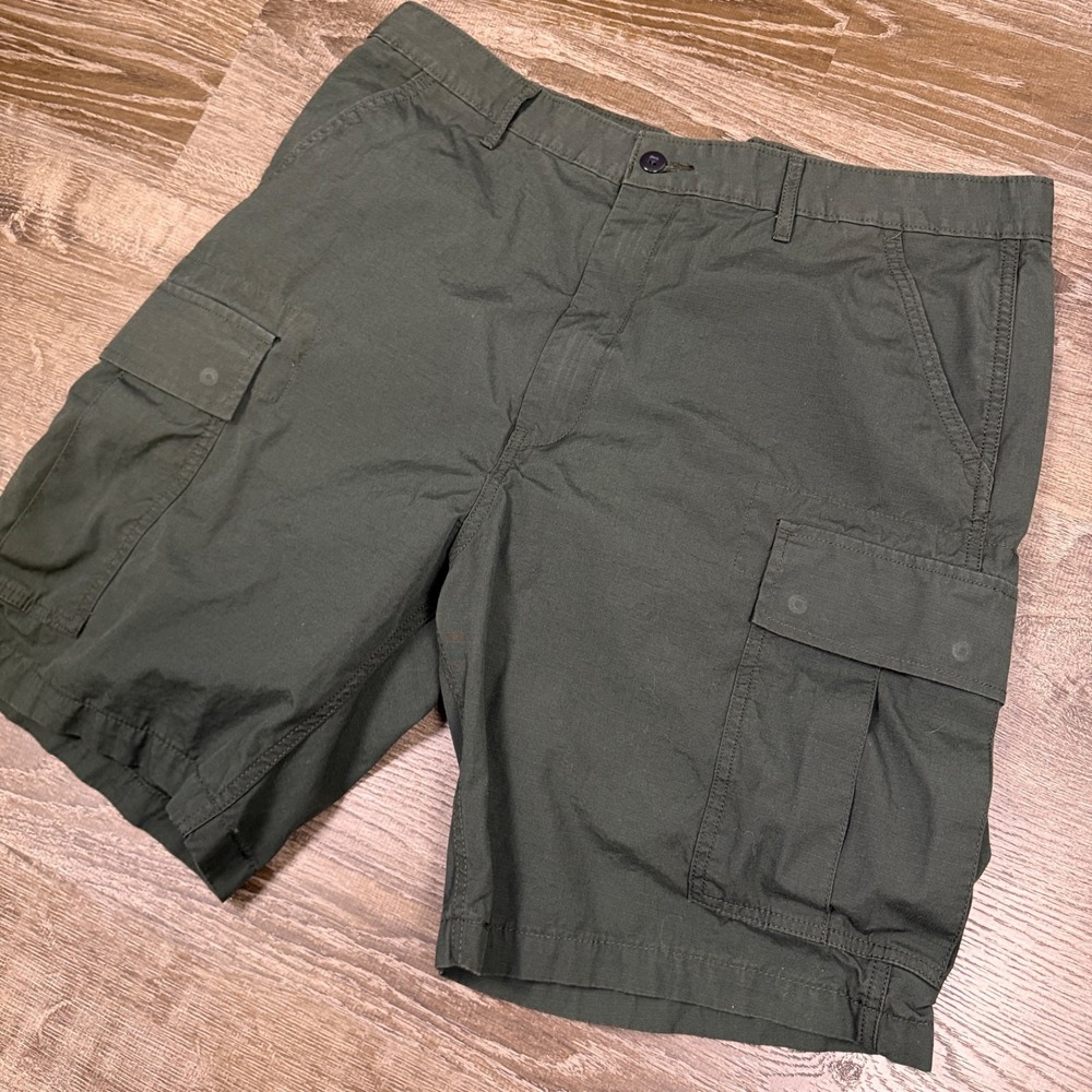 Levis Cargo Shorts Mens 38 Ripstop Fabric Green Pockets White Tab